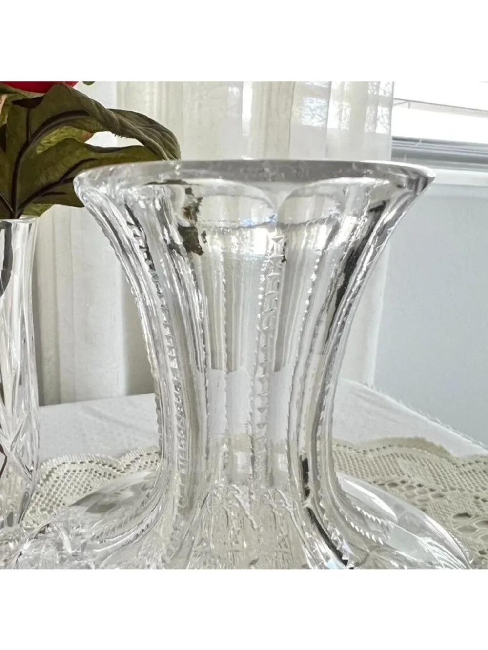 Vintage ABP Cut Glass Decanter Water Carafe Barware American Brilliant Design